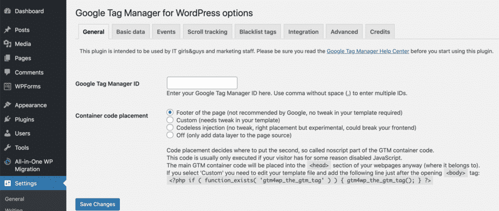 Tag Manager WordPress